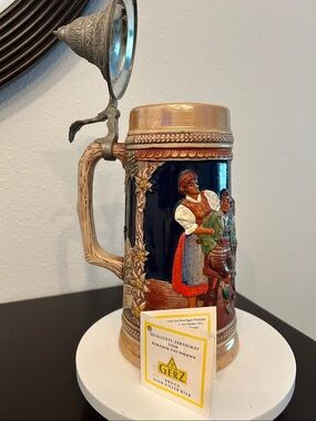 Vintage 50’s Gerz Authentic Original Gerzit German Beer Stein With Lid